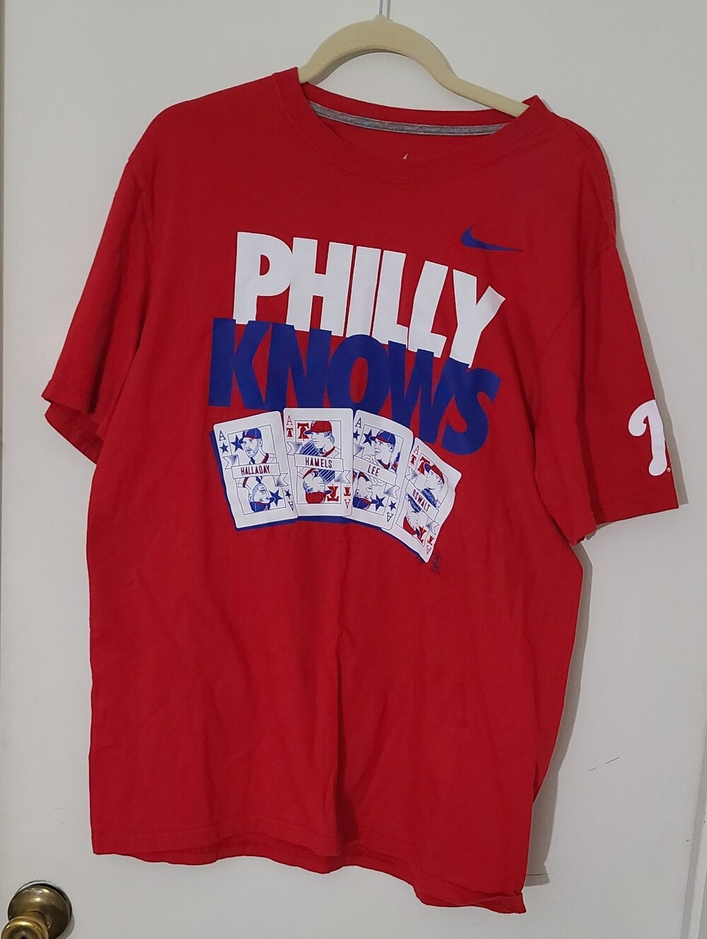 Nike "Philly Knows" Philadelphia Phillies Red Cotton T-Shirt - Men's XL